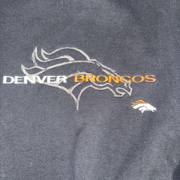 VTG 7 LOGO NFL DENVER BRONCOS FLEECE PULLOVER SWEATSHIRT BLACK , XL, IS USED - Picture 2 of 4